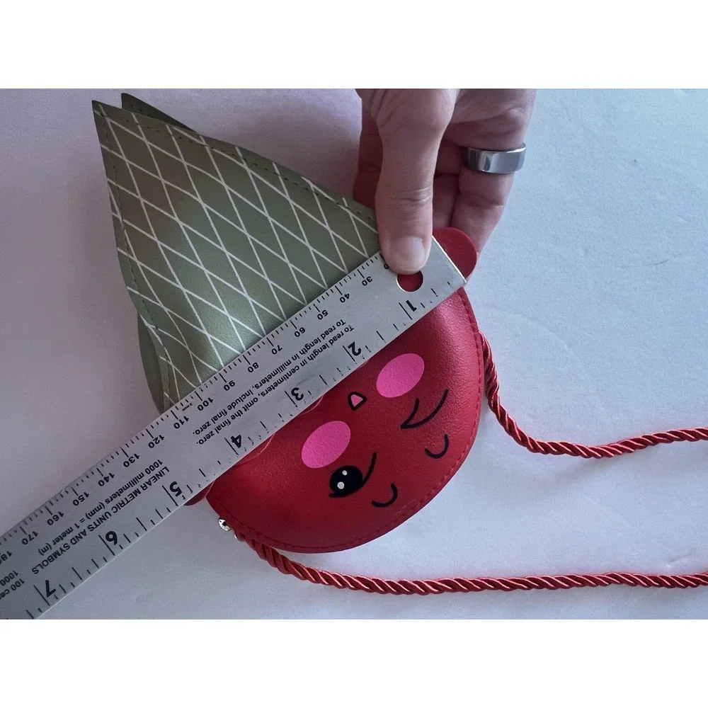 ICE CREAM CONE Girl Crossbody Purse Bag Red Face Novelty Whimsical Zip Accessory